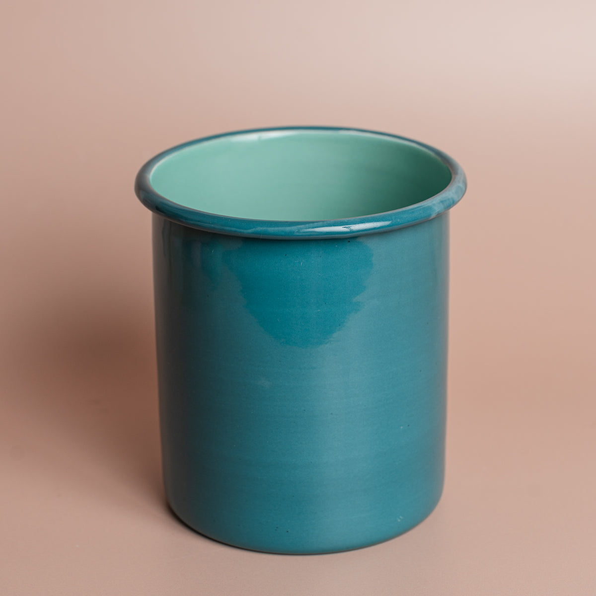 Large Enamel Utensil Holder Petrol Blue/ Eau De Nil