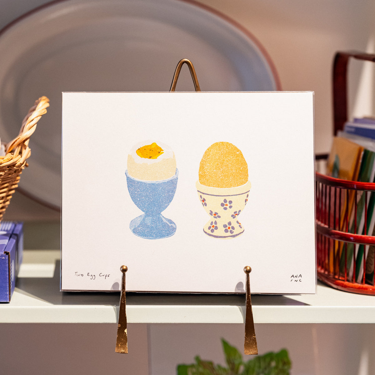 Two Egg Cups Risograph Art Print