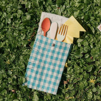 Gingham Cutlery Sleeve, Set of 4