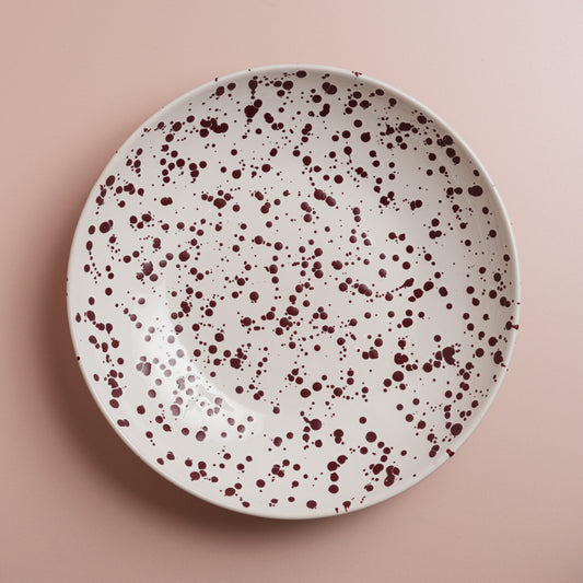 Plum-Splatter Low Serving Bowl