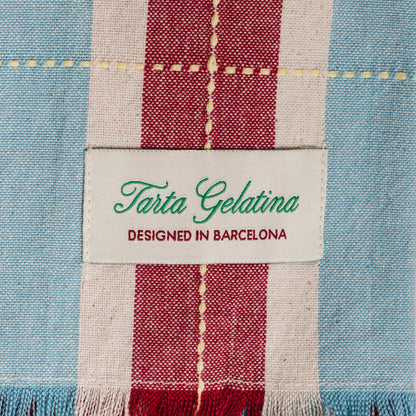 Burgundy / Blue Striped Napkins - S/2