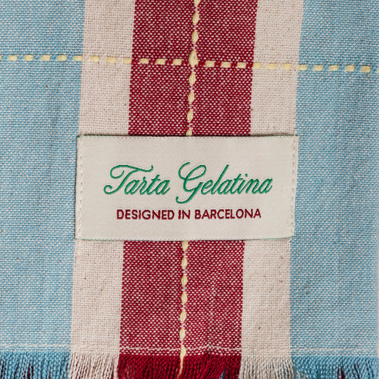 Burgundy / Blue Striped Napkins - S/2