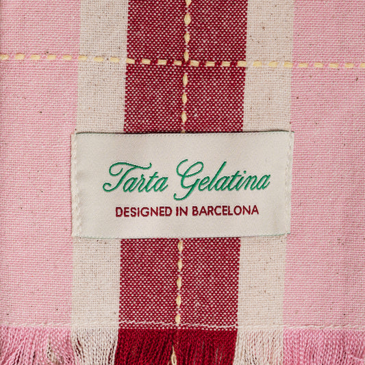 Burgundy / Pink Striped Napkins - S/2
