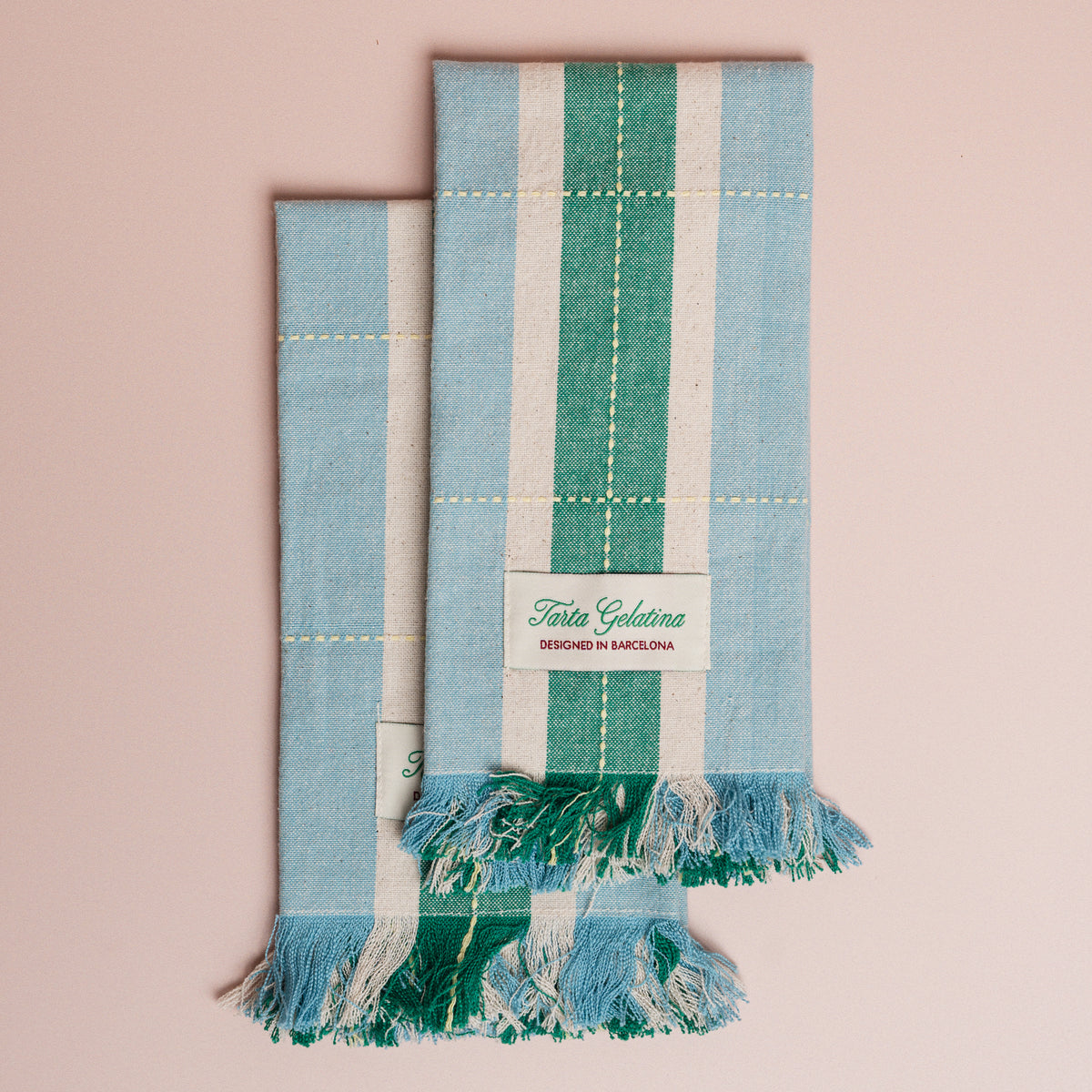 Green / Blue Striped Napkins - S/2