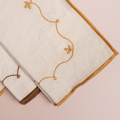 Floral Embroidery Napkins - S/4