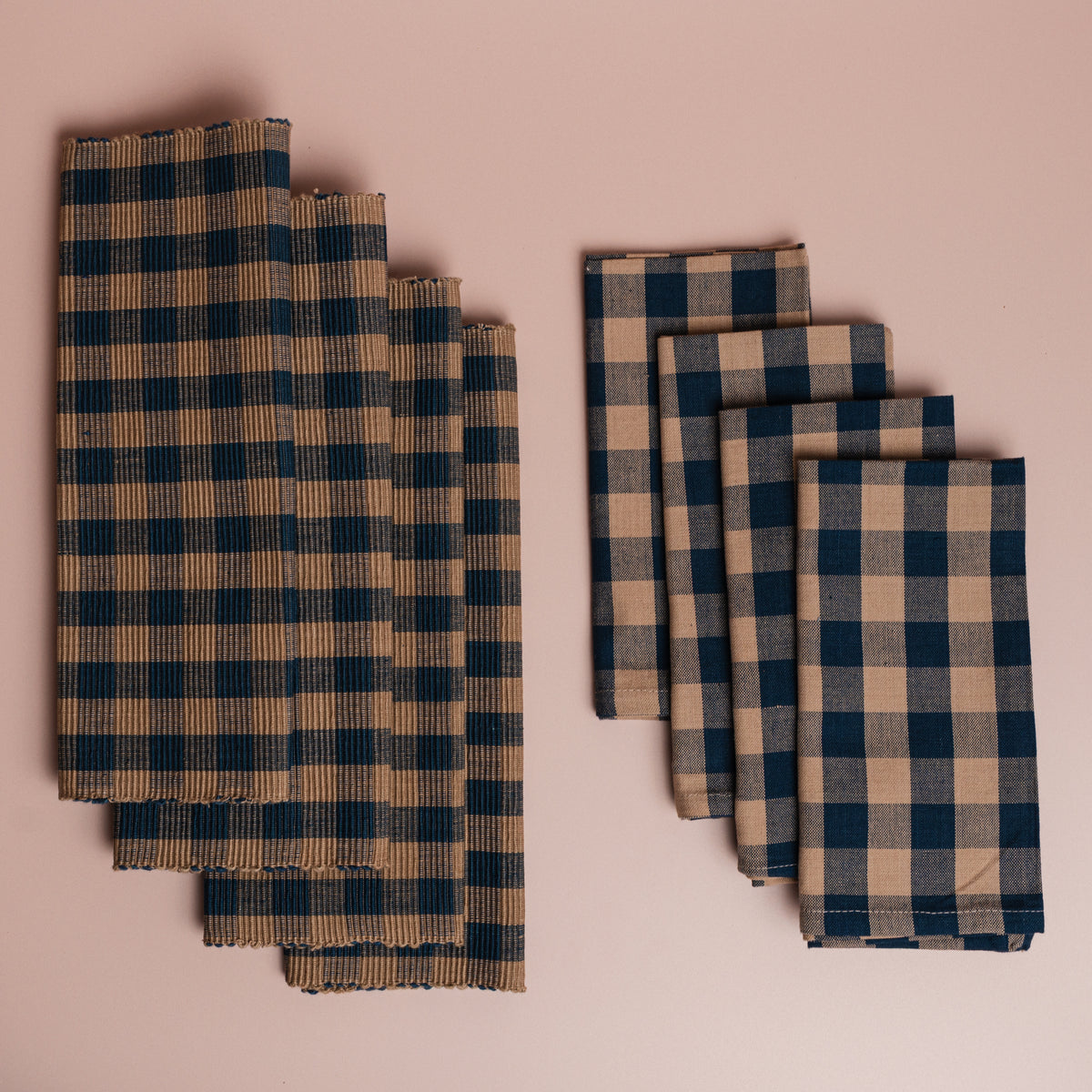 Navy Check Placemats + Napkins Set