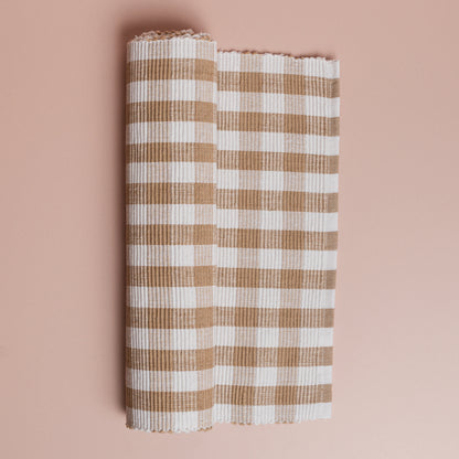 Buffalo Beige Check Table Runner Ribbed