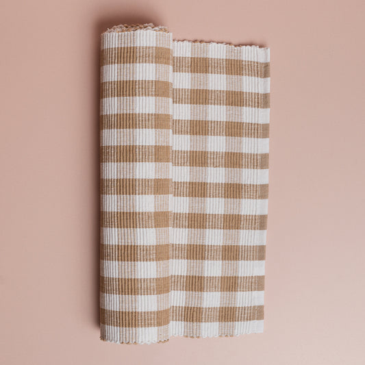 Buffalo Beige Check Table Runner Ribbed