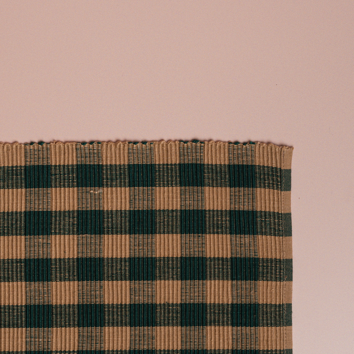 Green Check Table Runner Ribbed