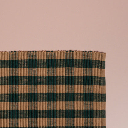 Green Check Table Runner Ribbed