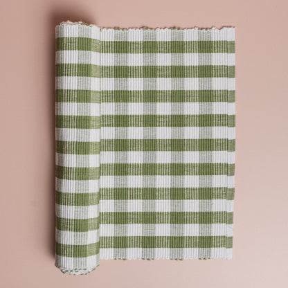 Buffalo Green Check Table Runner Ribbed
