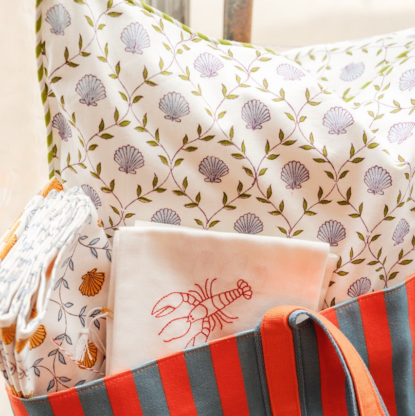 Seashell Blockprint Pillow