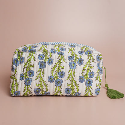 Forget-Me-Not Blockprint Makeup Bag