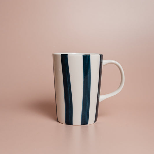 Navy Striped Ceramic Mug