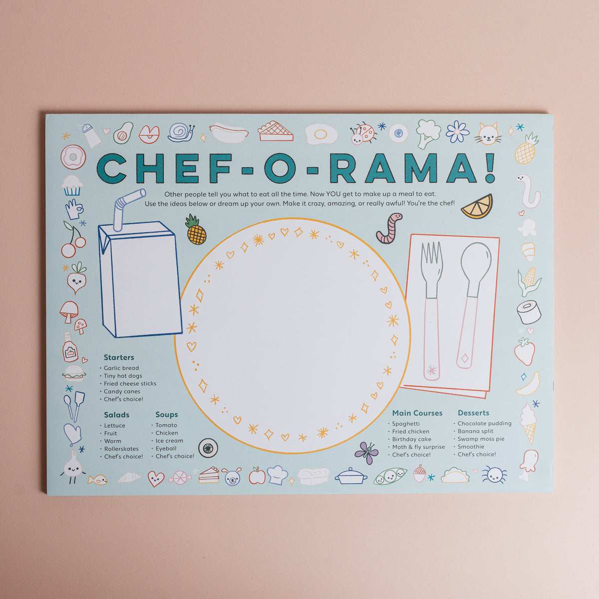 Eat Drink Color Draw! Activity Placemats