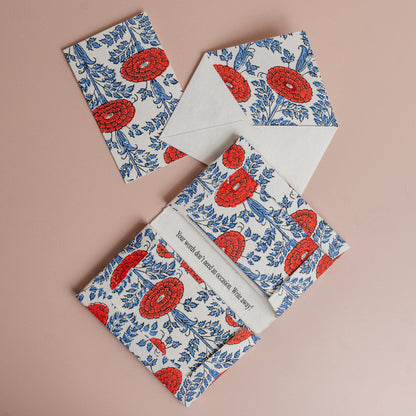 Blockprint Notecards in Araminta Red