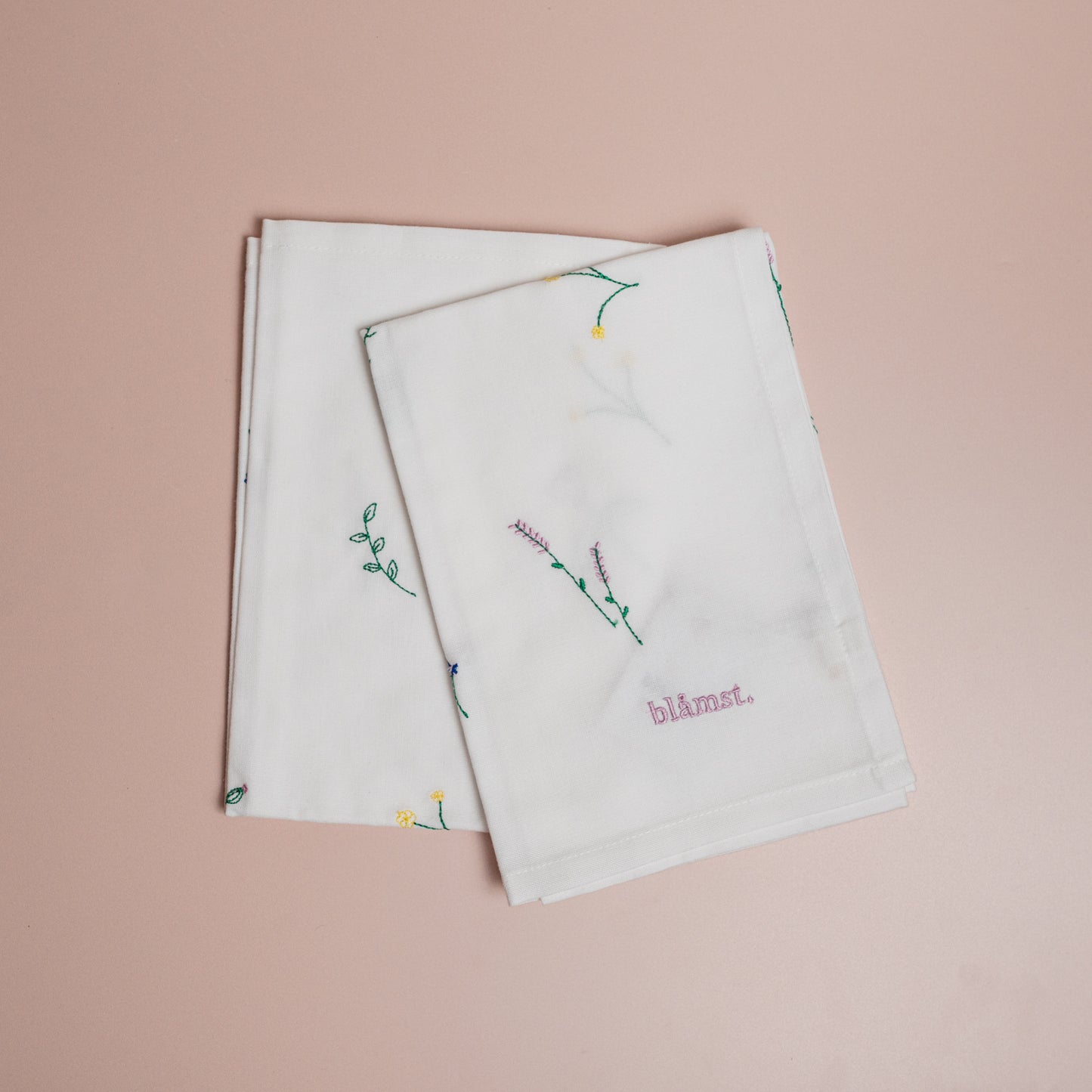 Flower Embroidered Napkins - S/2