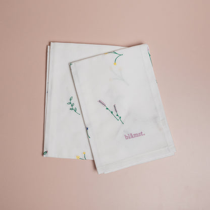 Flower Embroidered Napkins - S/2