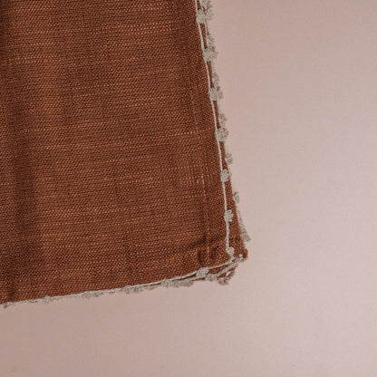 Knotted Edge Brown Cotton Napkin - S/4