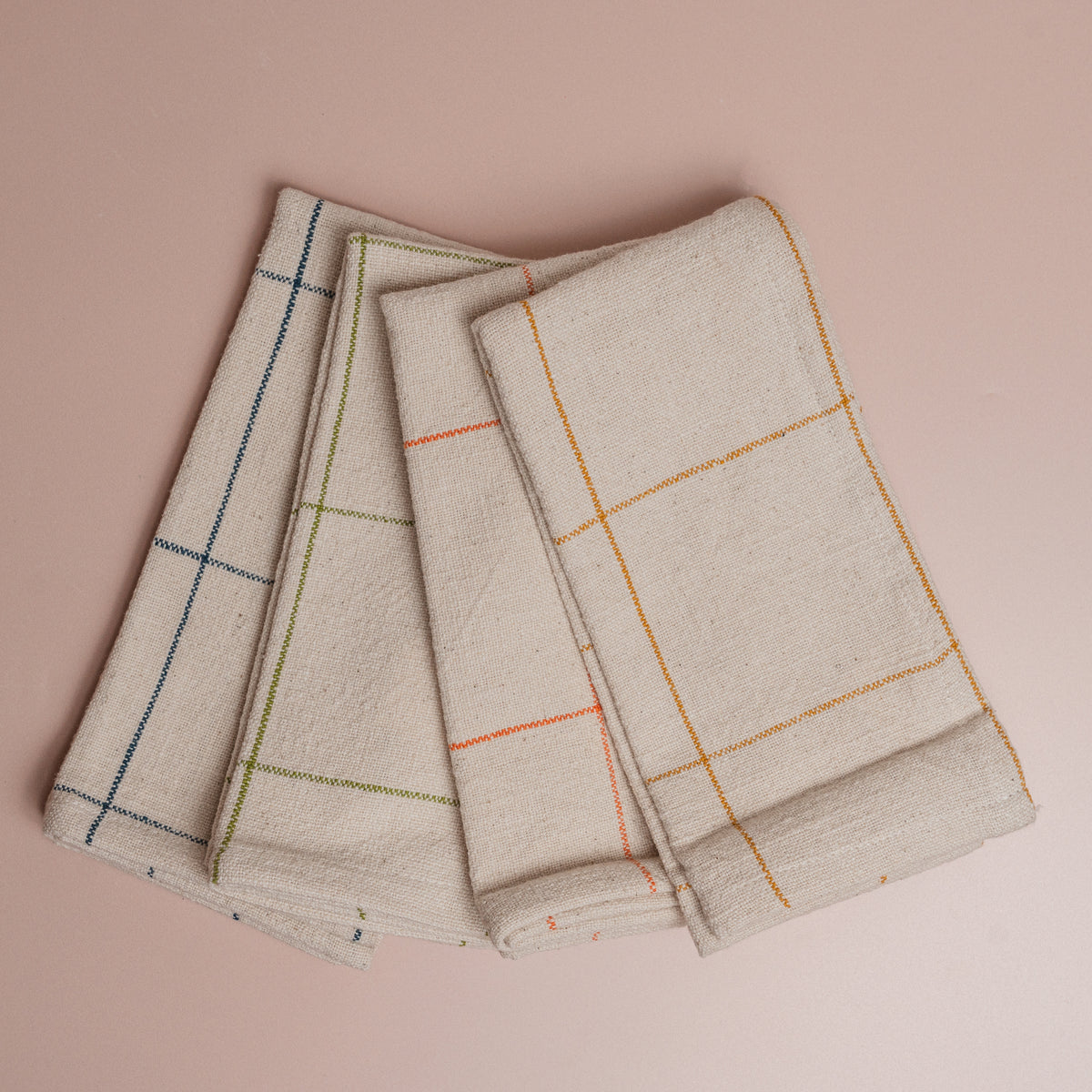 Multi Colored Grid Napkins - S/4