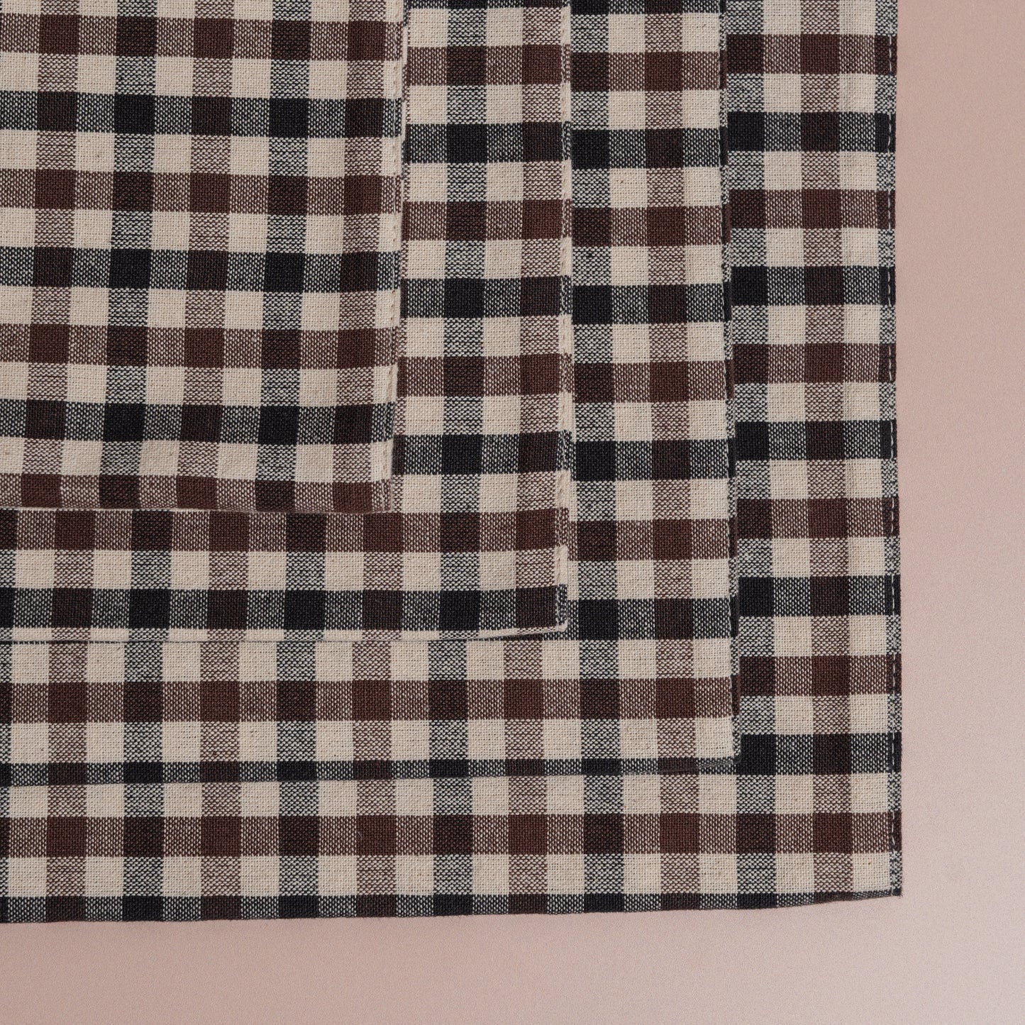 Brown Plaid Cotton Placemats - S/4