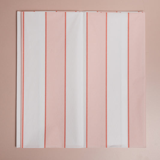 Peach Striped Paper Tablecloth