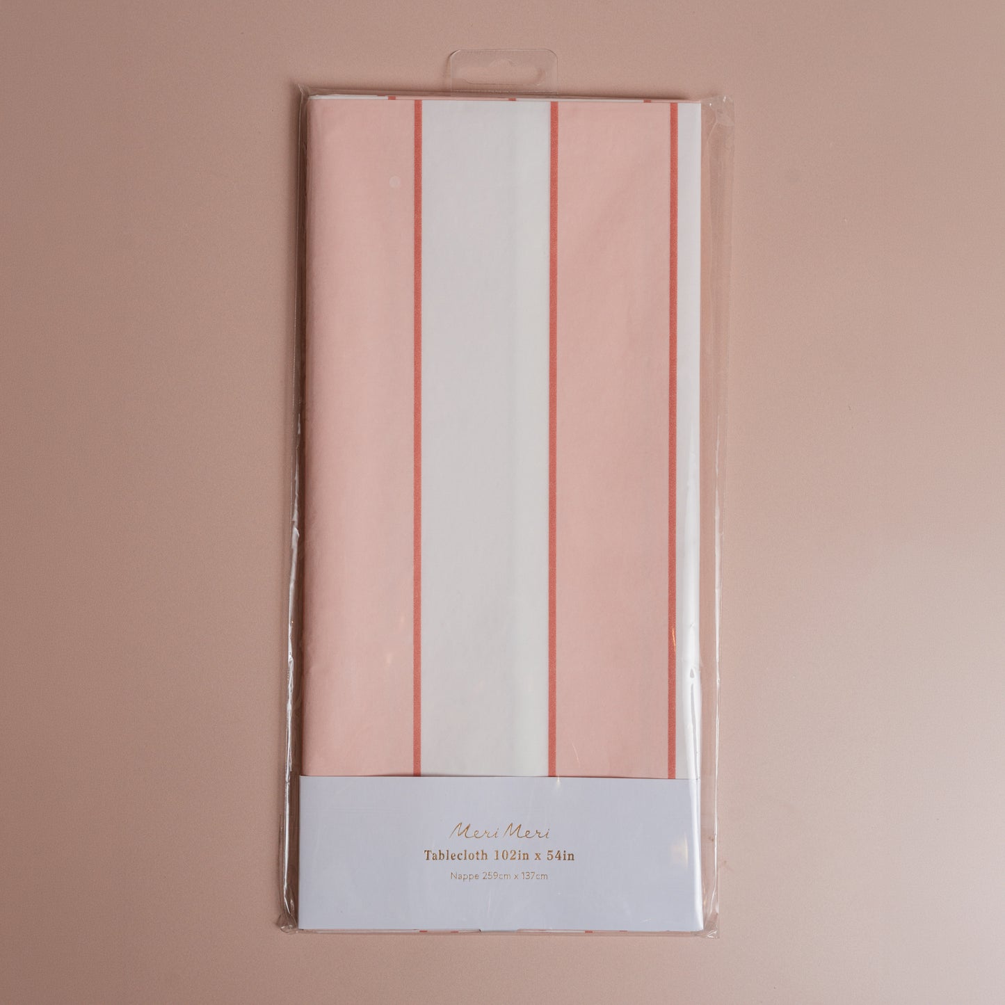 Peach Striped Paper Tablecloth