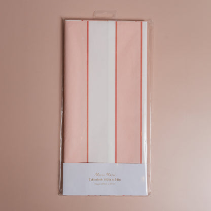 Peach Striped Paper Tablecloth