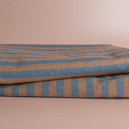Stripe Blue/Caramel Tablecloth -  63x98"