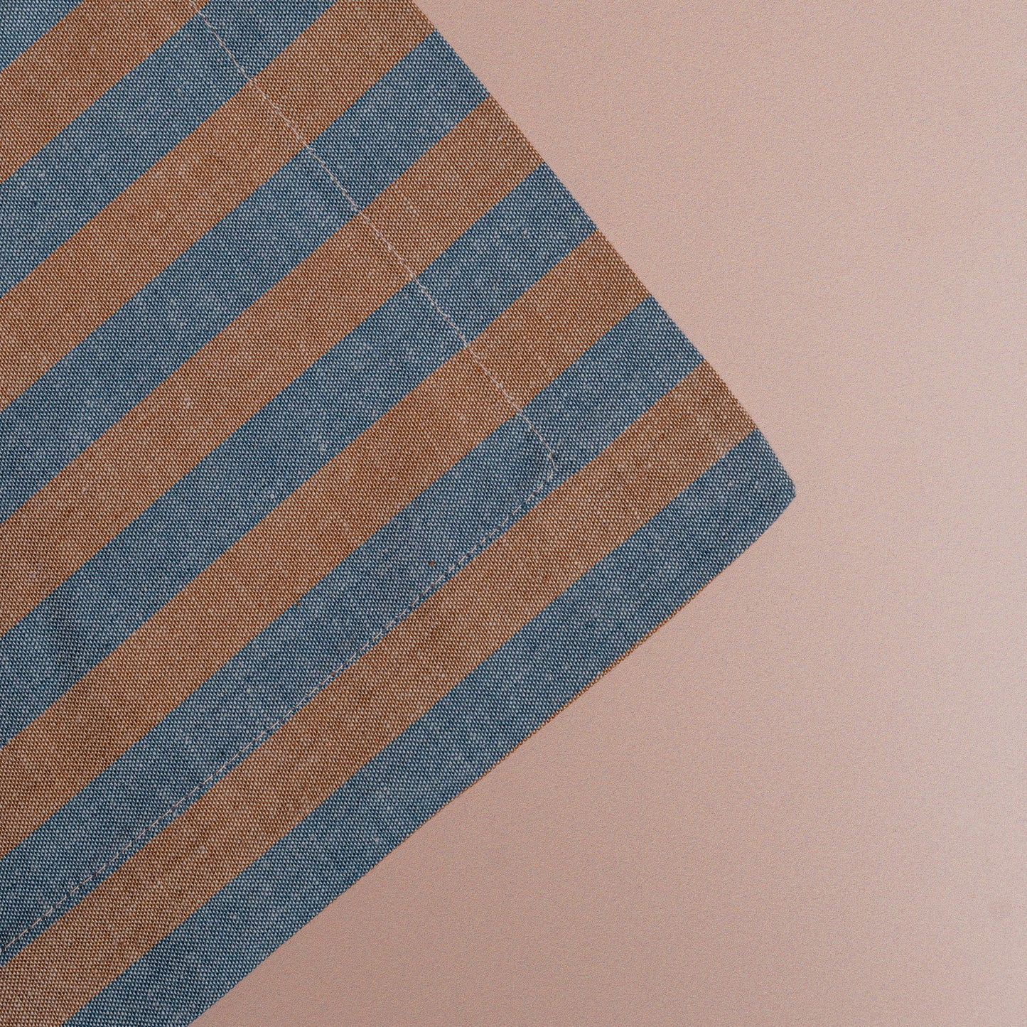 Stripe Blue/Caramel Tablecloth -  63x98"