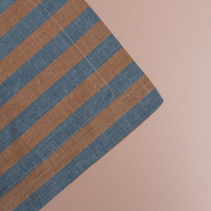 Stripe Blue/Caramel Tablecloth -  63x98"