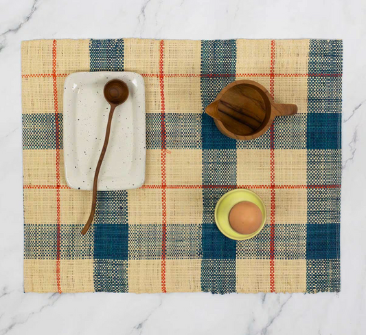 Raffia Placemat - nature/blue