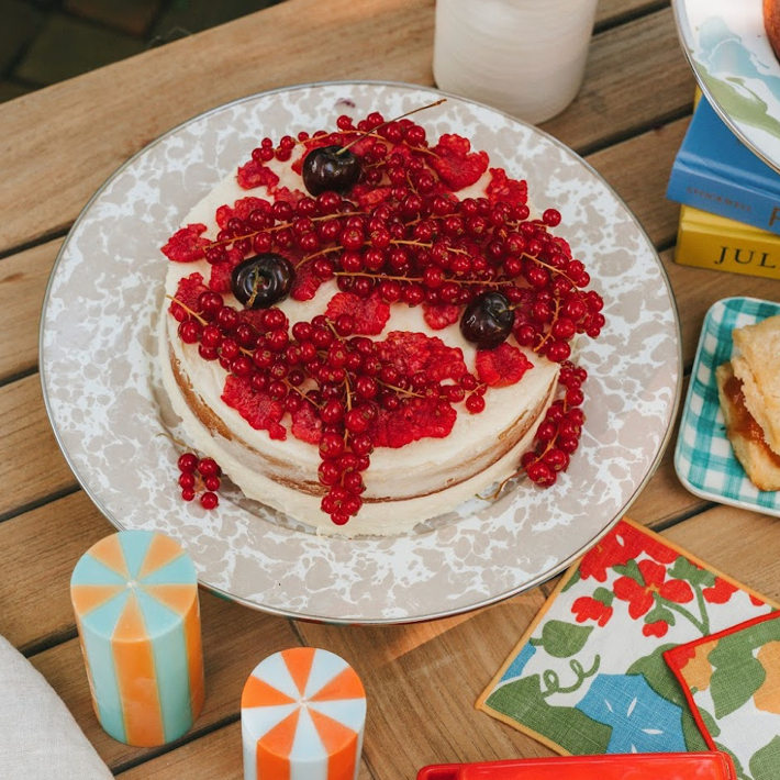 Enamelware Swirl Cake Plate
