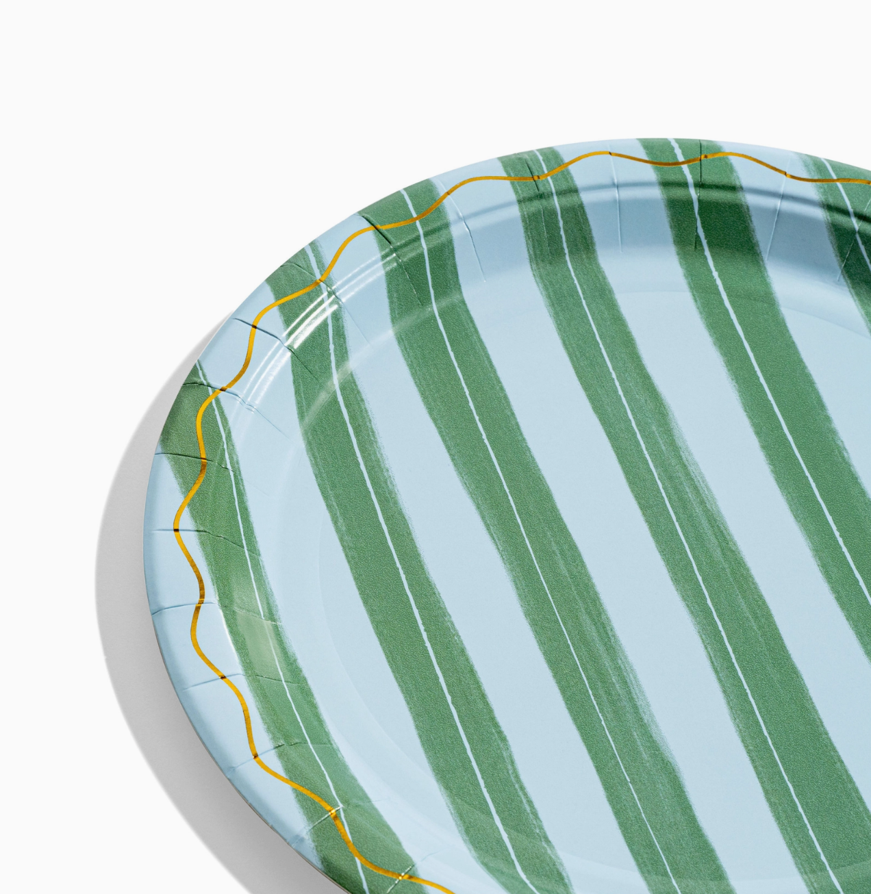 Blue & Green Stripe Dinner Plates -  S/8