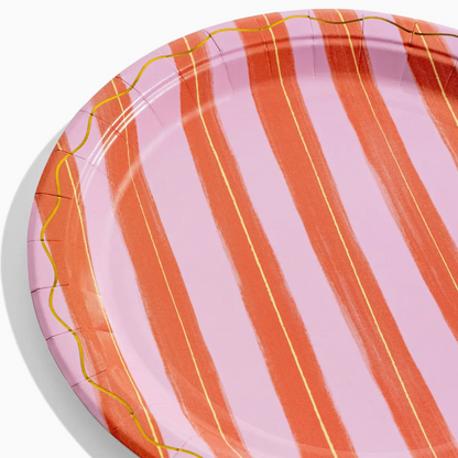 Pink & Red Stripe Dinner Plates