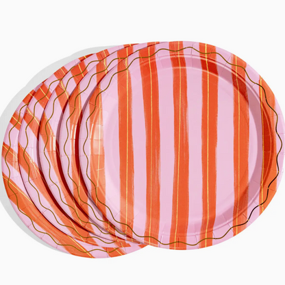 Pink & Red Stripe Dinner Plates
