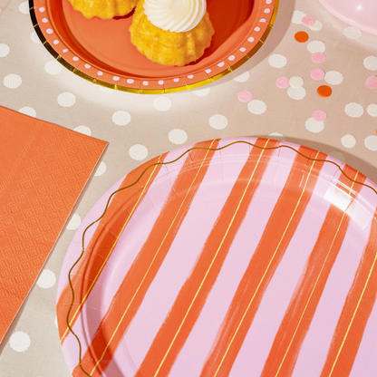 Pink & Red Stripe Dinner Plates