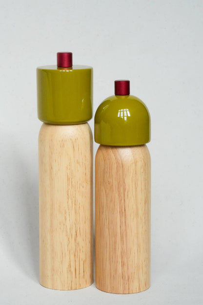 Salt & Pepper Grinder Set - Olive & Red