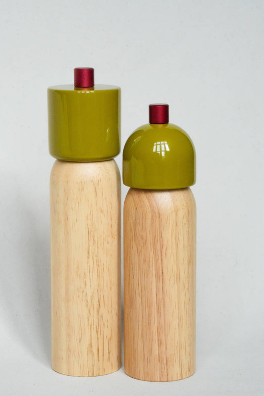 Salt & Pepper Grinder Set - Olive & Red