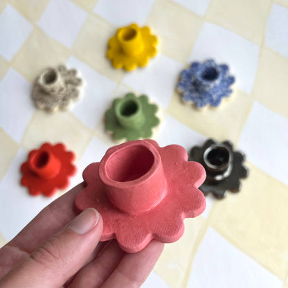 Ceramic Flower Taper Candle Holder