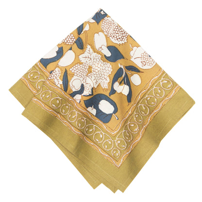 Forest Harvest Mustard & Blue Napkins - S/4