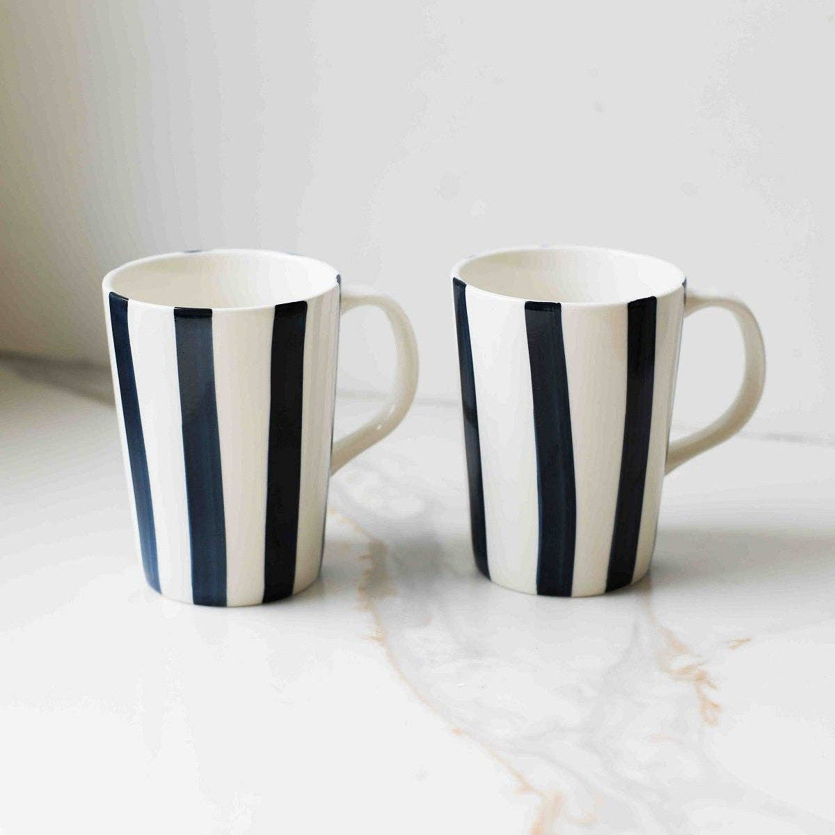 Navy Striped Ceramic Mug