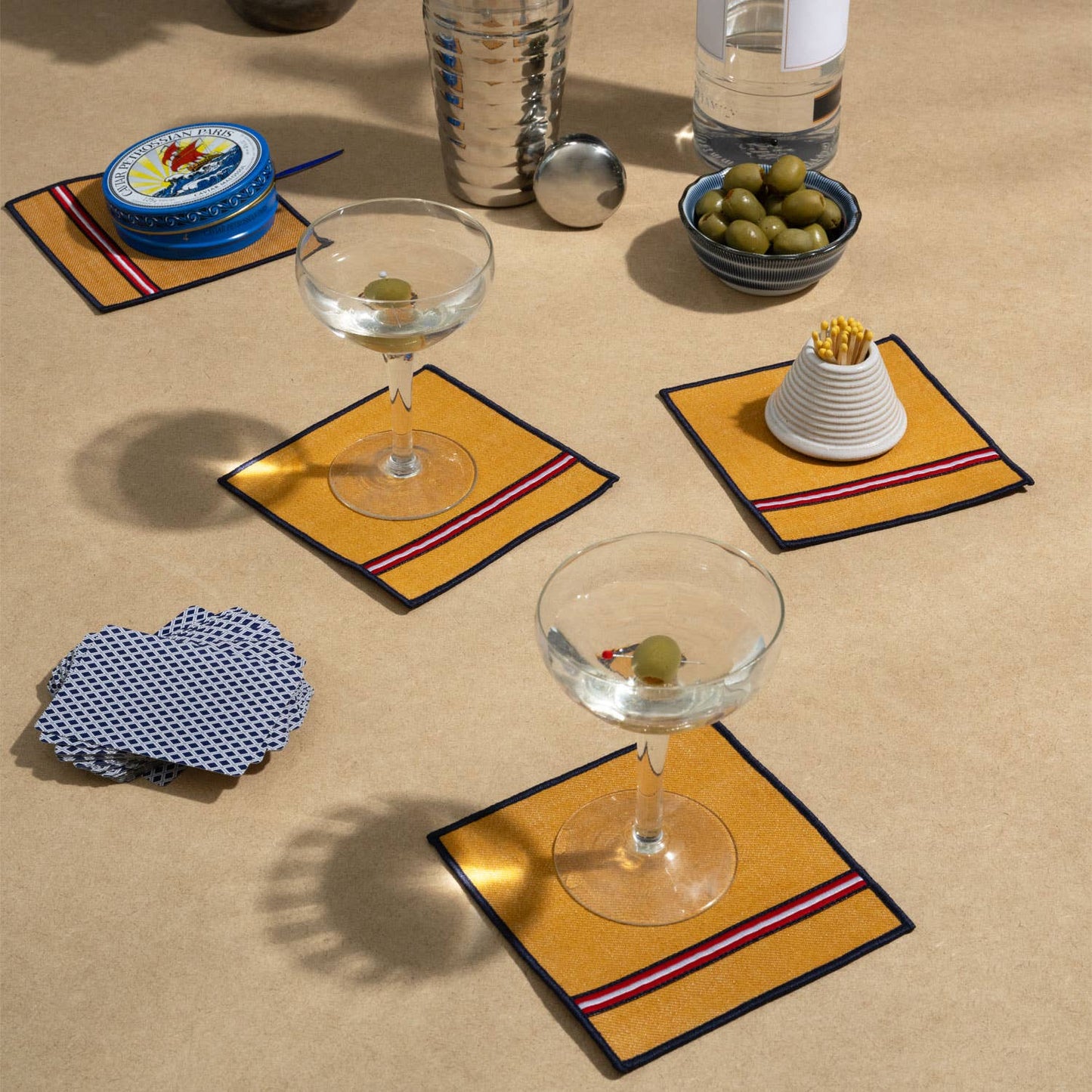 University Stripe Cocktail Napkins S/4
