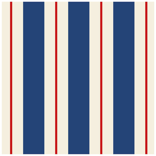 Navy & Red Awning Stripe Paper Napkin