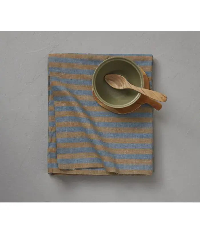 Stripe Blue/Caramel Tablecloth -  63x98"