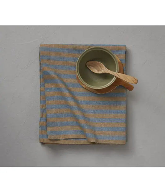 Stripe Blue/Caramel Tablecloth -  63x98"