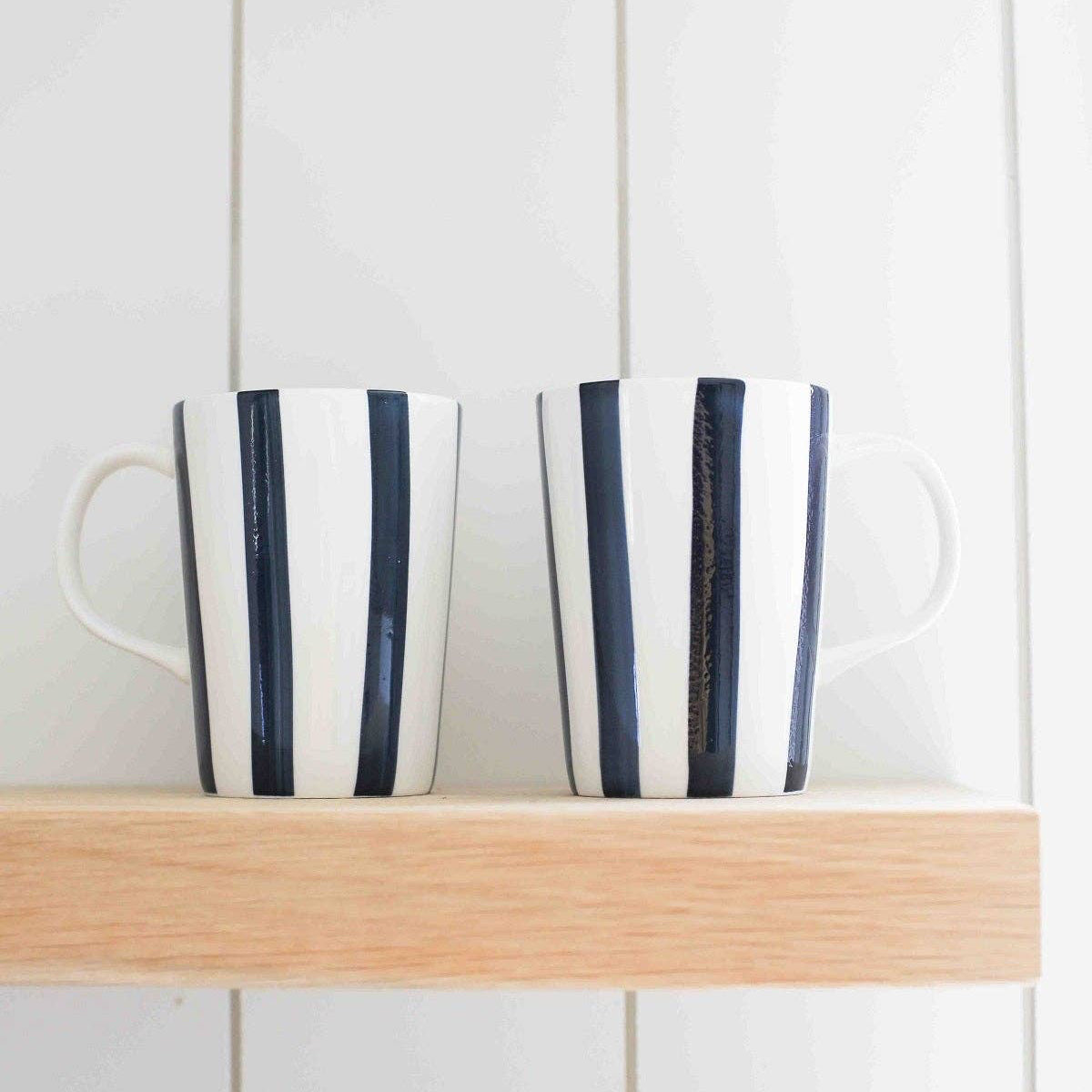 Navy Striped Ceramic Mug