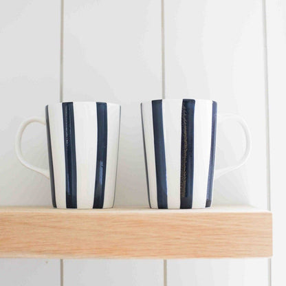 Navy Striped Ceramic Mug
