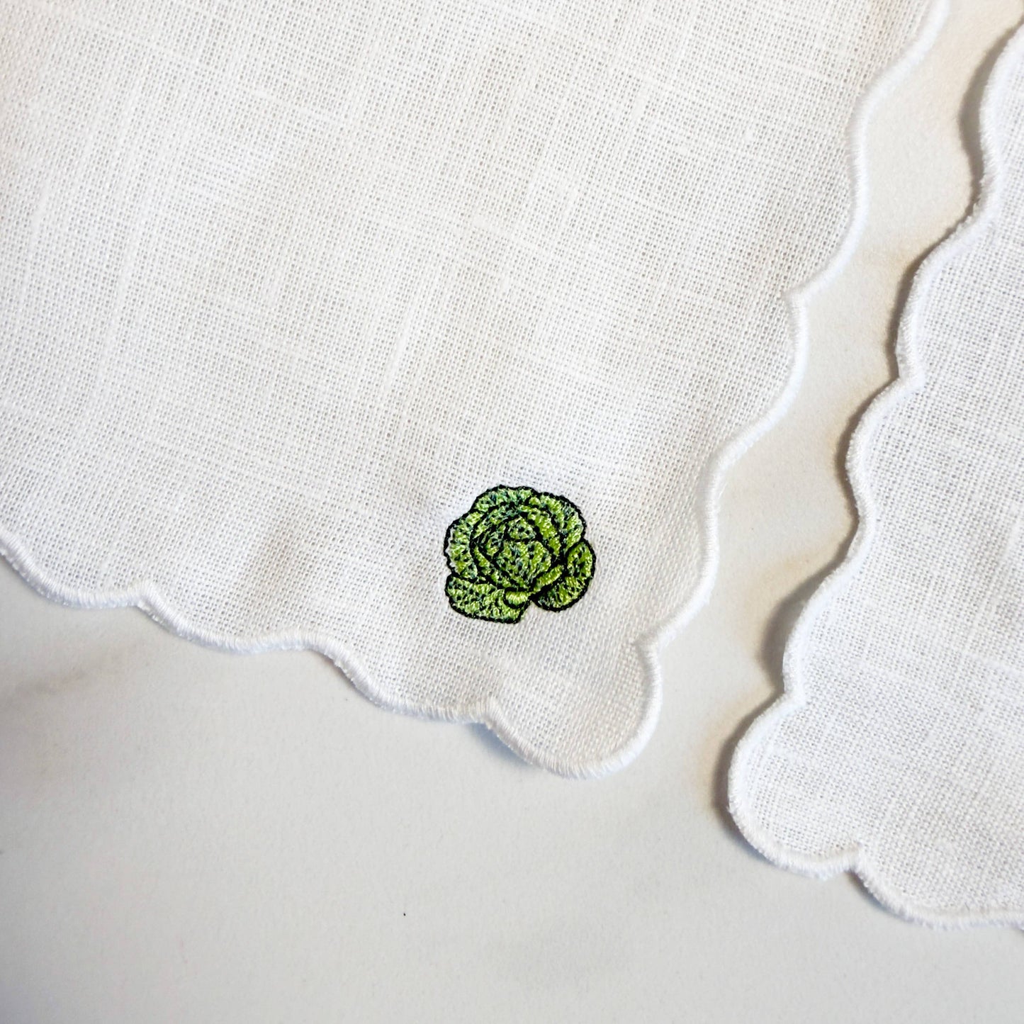 Mixed Vegetable Scalloped Cocktail Napkins S/4