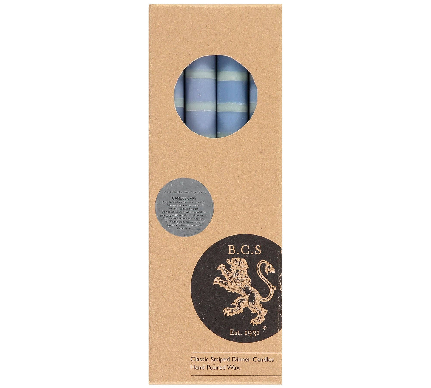 Striped Opaline, Pompadour & Rust Eco Dinner Candles, Box of 4